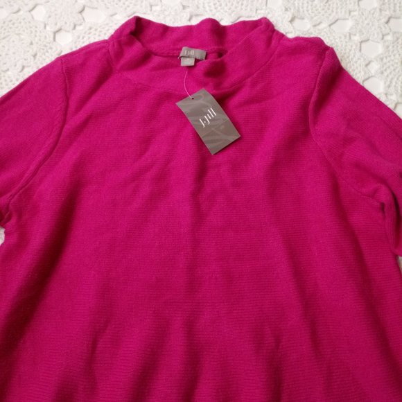New J. Jill Sweater Swing Fit Fuchsia Pink Mock Neck Pull Over Small P Women $79 - Picture 2 of 7